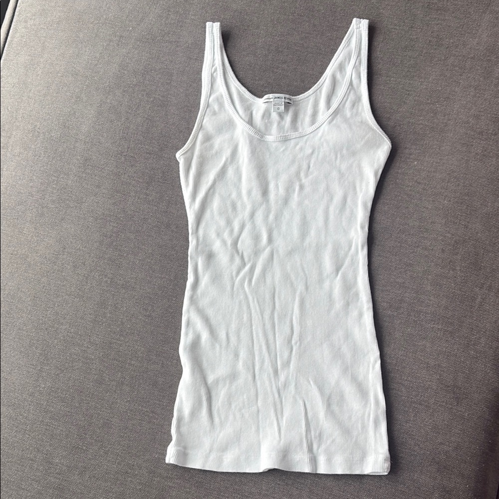 James Perse White Ribbed Scoop Tank
